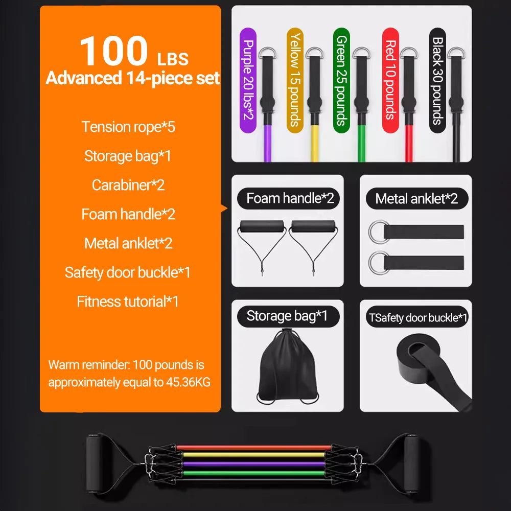 10-14 Pcs Premium Resistance Band Sets