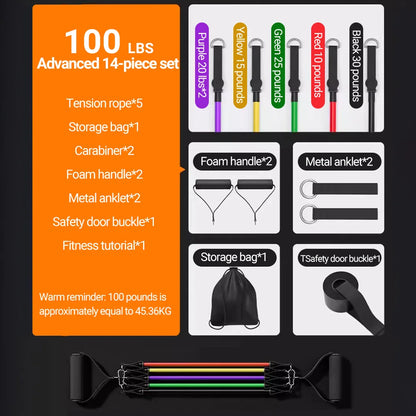 10-14 Pcs Premium Resistance Band Sets
