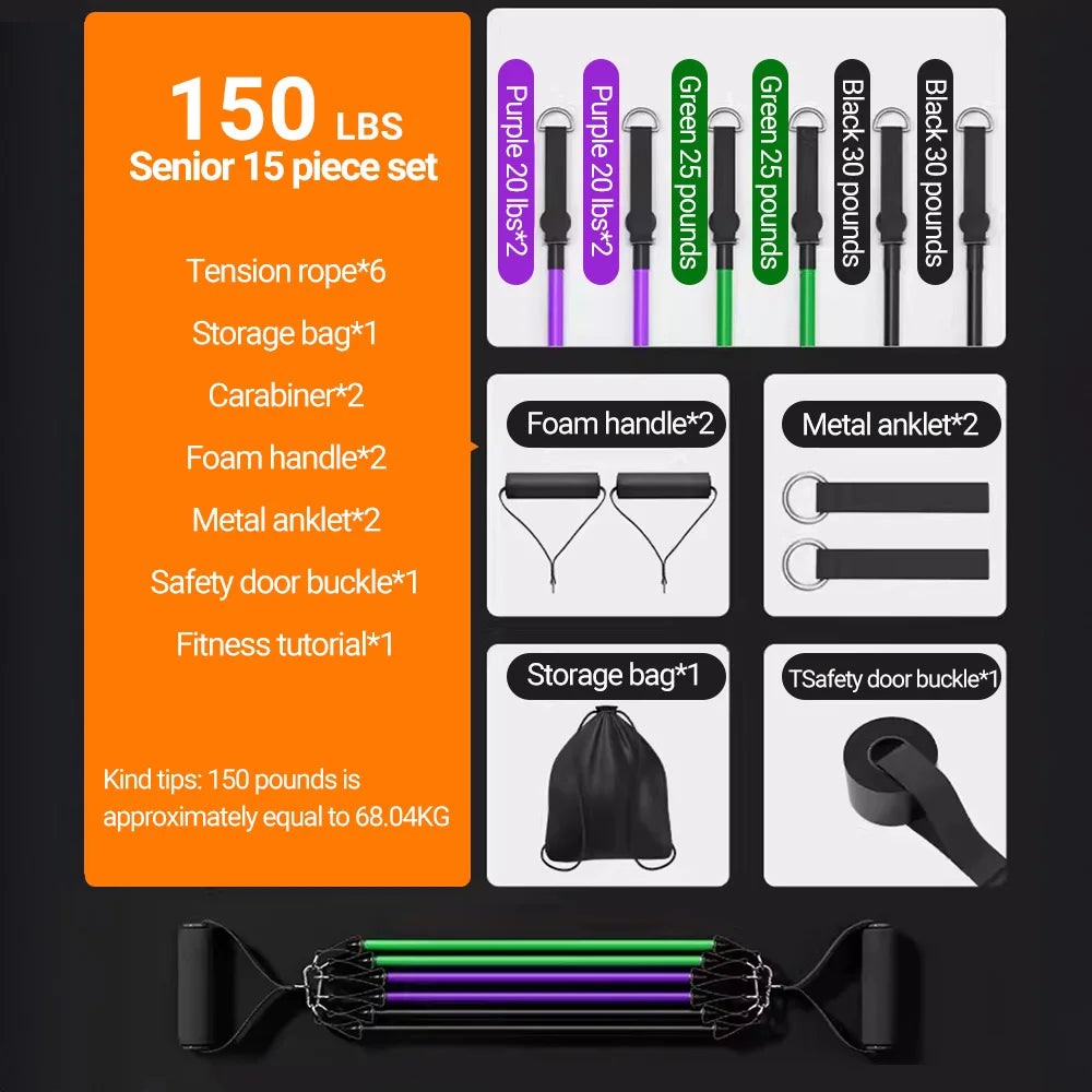 10-14 Pcs Premium Resistance Band Sets